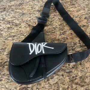 Dior Black Belt Bag with White Logo
